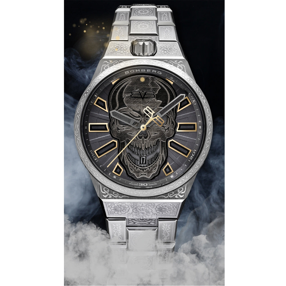 BOMBERG Bolt-68 NEO系列十週年紀念骷髏機械錶 銀色版本