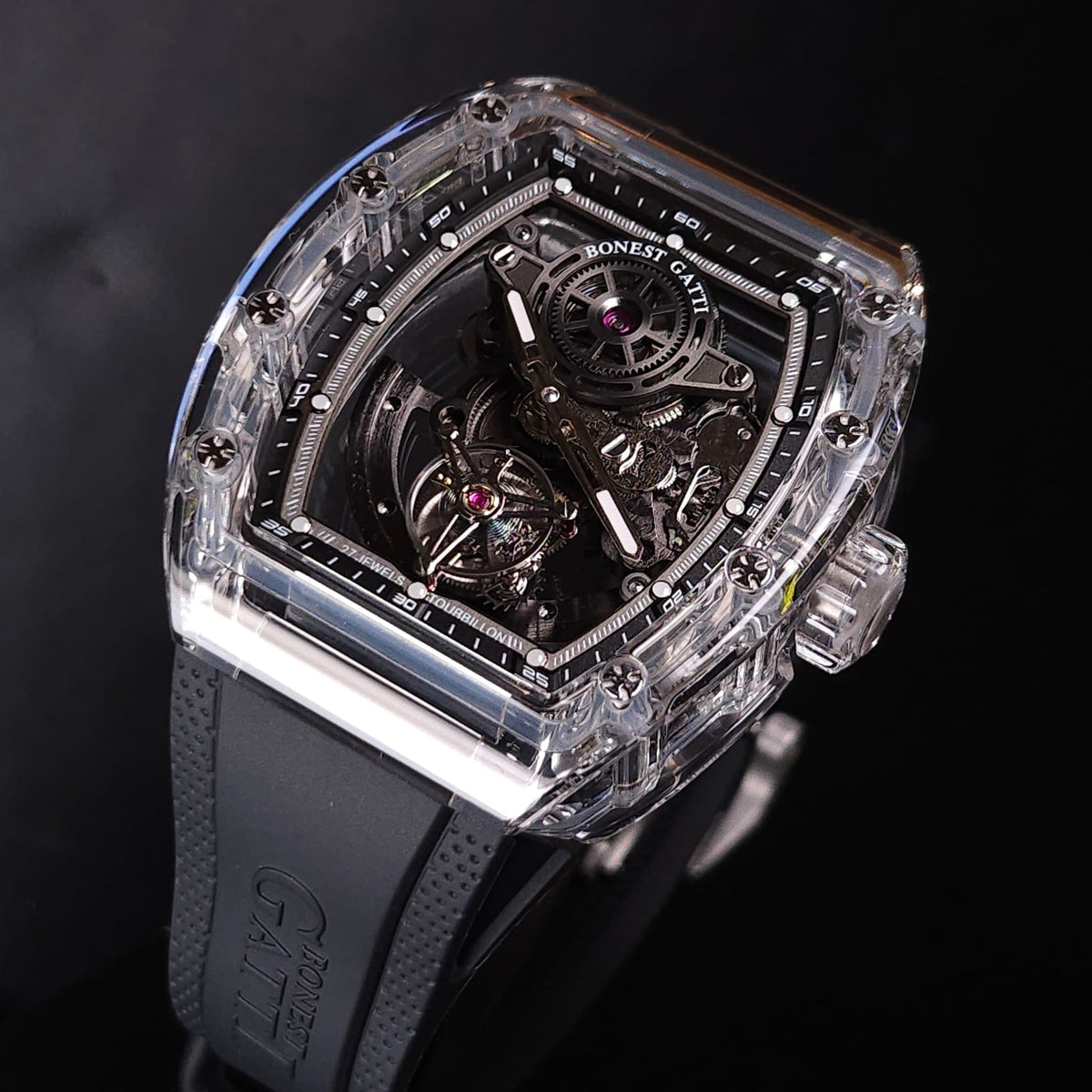 Bonest Gatti BG7001 K9水晶殼自動陀飛輪機械錶