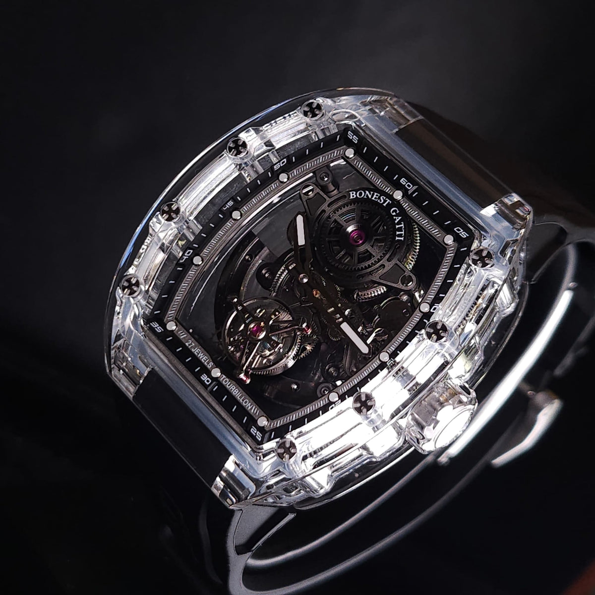 Bonest Gatti BG7001 K9水晶殼自動陀飛輪機械錶