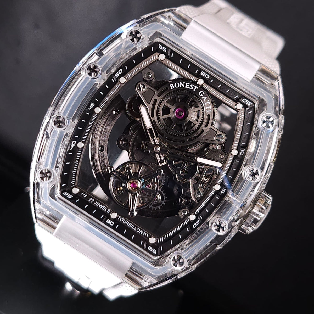 Bonest Gatti BG7001 K9水晶殼自動陀飛輪機械錶