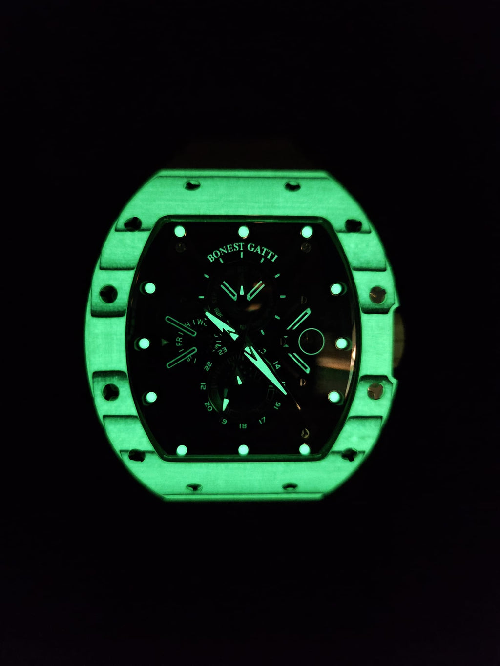 Bonest Gatti BG9007 夜光碳纖多功能自動機械錶