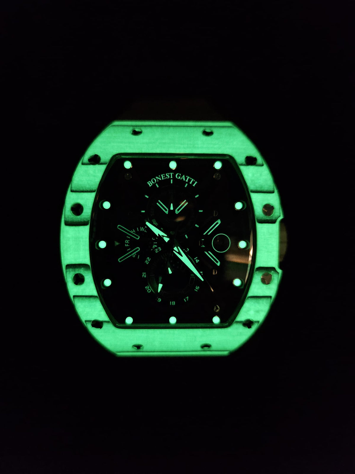 Bonest Gatti BG9007 夜光碳纖多功能自動機械錶