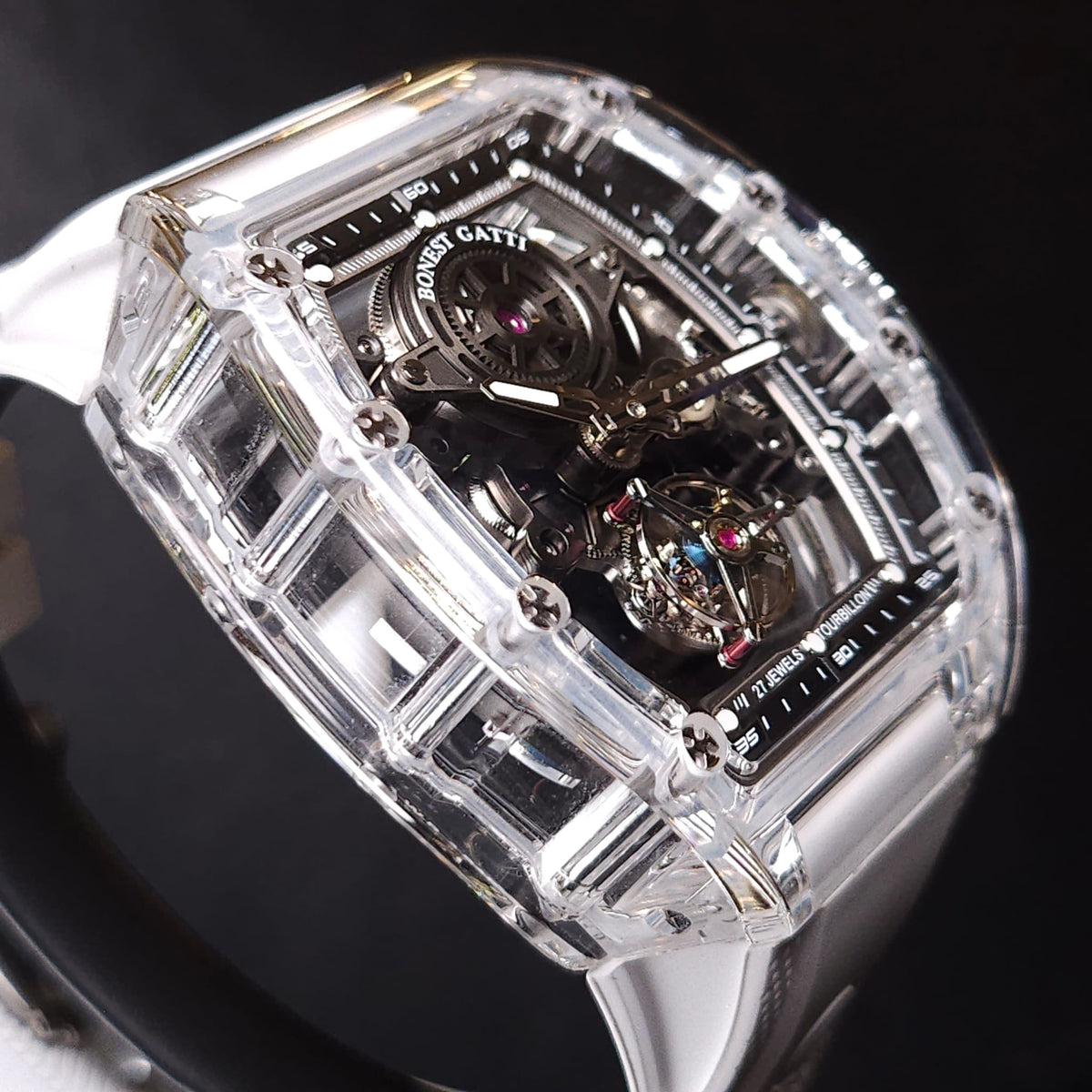 Bonest Gatti BG7001 K9水晶殼自動陀飛輪機械錶