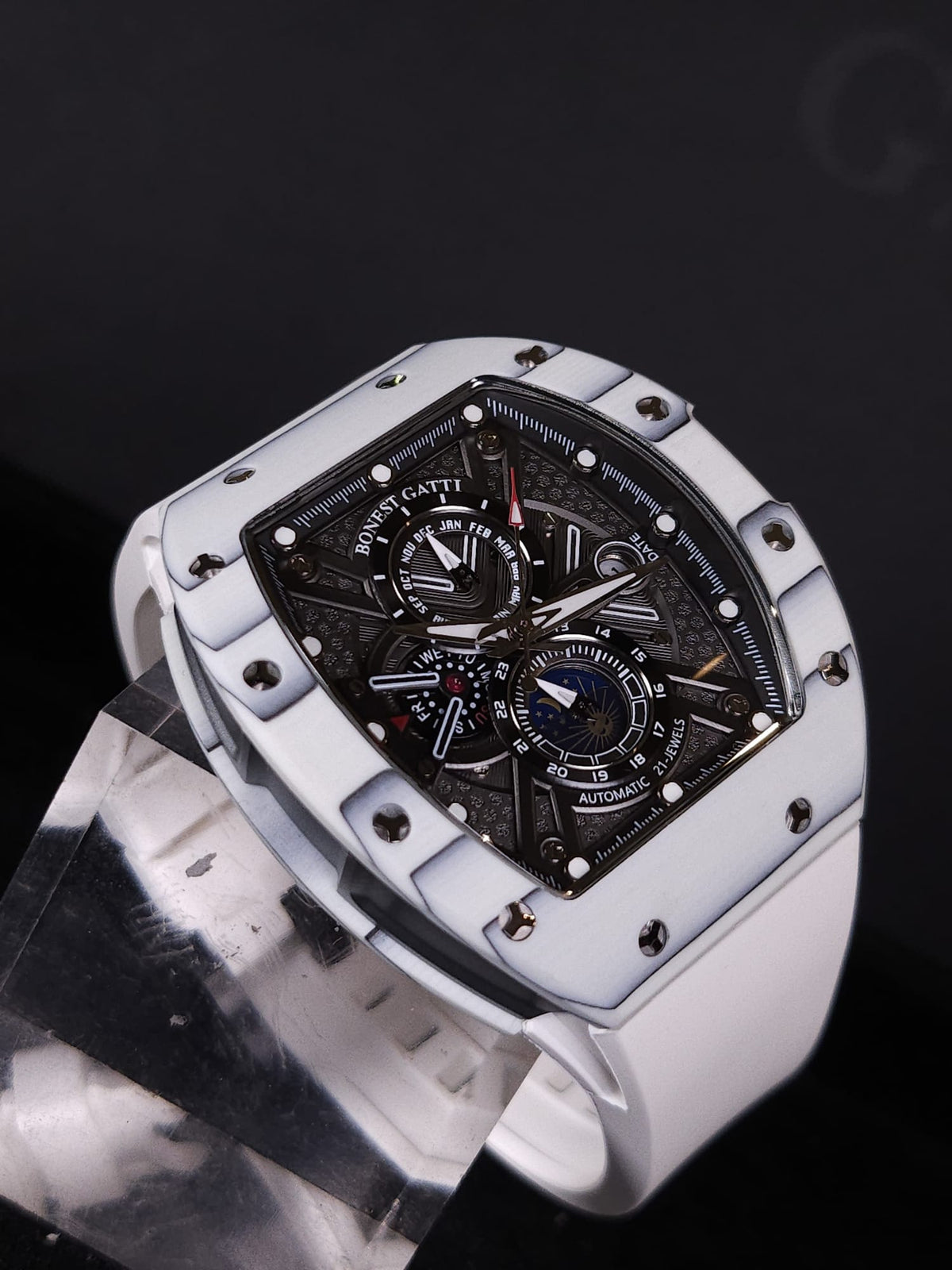 Bonest Gatti BG9007 夜光碳纖多功能自動機械錶
