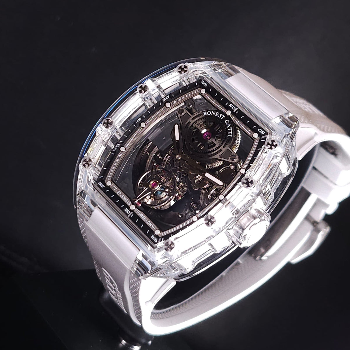 Bonest Gatti BG7001 K9水晶殼自動陀飛輪機械錶
